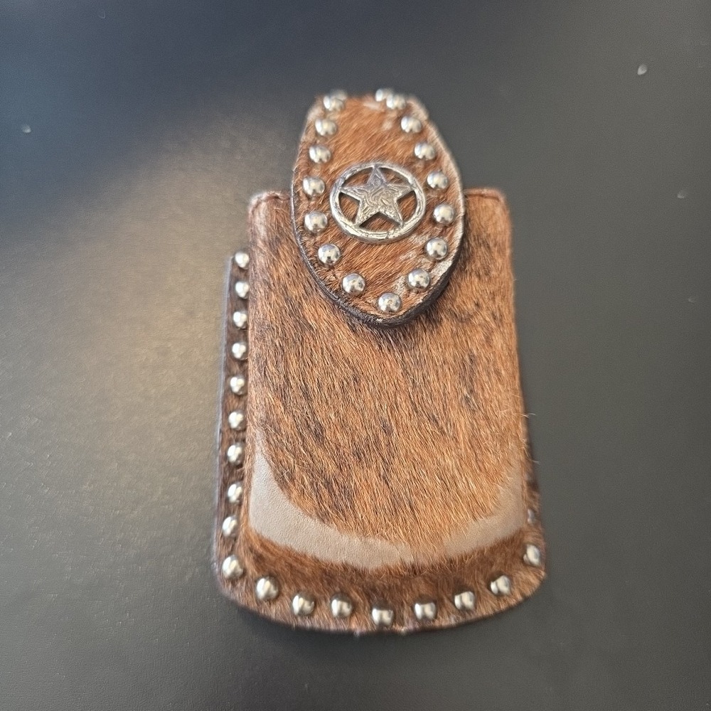 Western Leather Cowhide Smart/Cell Case Holder Brown Magnetic Belt Clip Holster‎